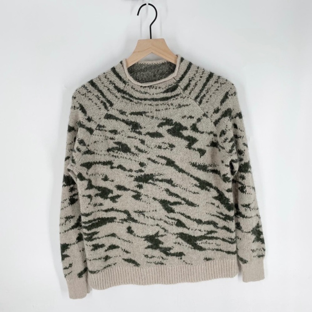 Madewell Thornton Animal Print Mockneck Sweater Alpaca Blend Cream XS - Picture 10 of 10